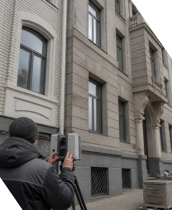 Лазерное сканирование фасадов зданий для обследования в Тынде